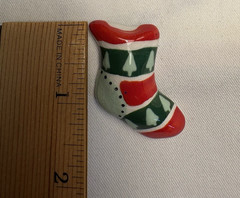 Flying Colors Christmas Stocking Brooch Pin