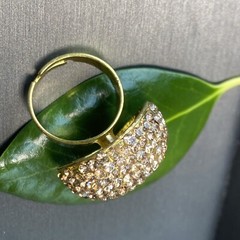 Vintage Cocktail Ring Estate Jewelry Pre-owned Champagne Crystal Dome Any Size
