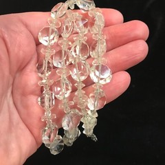 ANTQ Art Deco Crystal Necklace Sterling Silver 1920s GEMSTONE CUT Choker VTG 16”