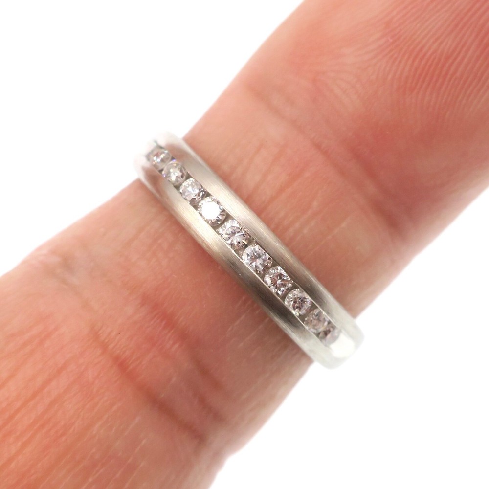 PT950 Platinum 1/4ct Natural Diamond Brush Finished Band Ring Size 6.5
