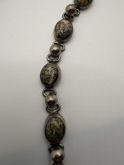 Vintage Sterling Silver Bird’s Eye Jasper Toggle Bracelet 6” Small Wrist