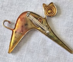 Yossi Steinberg Modernist Acrylic Resin Cat Brooch Whimsical Colorful Mixed…