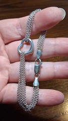 Vintage Italy Sterling Rolo Chain Bracelet with Heart Charm 7″ See Pics/Descript