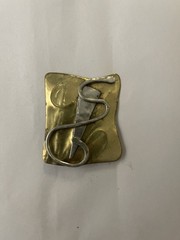vintage copper and metal brooch