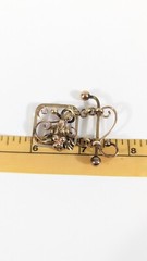 Vintage Gold Filled Dangle Flower Brooch Pin Signed JMS