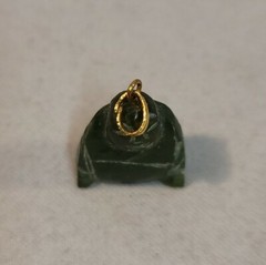 Vintage Solid Carved Green Jade Buddha Pendant Charm 6 grams