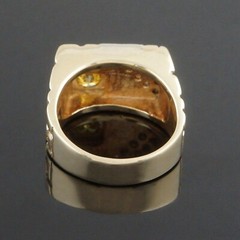Solid 14K Gold, .65Ct Fancy Yellow Irradiated Diamond & White Diamond Man’s Ring