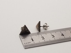 Vintage Silver Tone Post/ Stud Style Earrings 12mm Textured Triangle Geometrical
