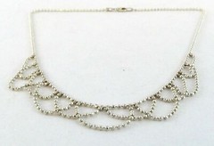 Italy Sterling Silver Diamond Cut Dot Chain Circles Bib Necklace 925 17 Inches