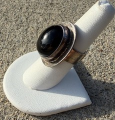 Taxco Native Sterling Silver Onyx Adjustable Ring Sz 7 Mexico