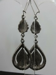 VTG OLD AWESOME MARKASITE & BLACK ONYX LONG DANGLE EARRINGS PIERCED