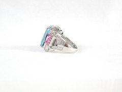 Vintage Sterling Silver 925 Large Natural Heated Blue Pink Topaz Ring Size 6
