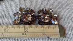 Vintage Regency Bracelet & Earring Demi Pasture Amber Brown Rhinestone Signed