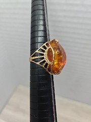 Vintage Soviet 14k Gold Baltic Russian amber ring Ussr Tested Size 7