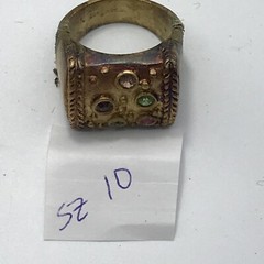 Vintage 18K HGE Plated Multi Color Crystals Unique Bold Look Ring varied sizes