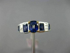 ESTATE 2.46CT DIAMOND & SAPPHIRE 18KT TWO TONE GOLD 3D FILIGREE ENGAGEMENT RING
