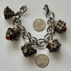 Antique Silver Etruscan Large Charm – Fob Bracelet