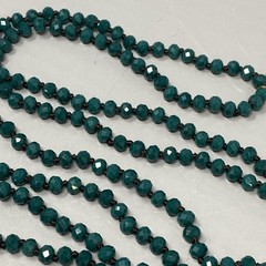 Designer Flapper Beaded Necklace Teal Green Fire Polished Czech Glass JM 78″