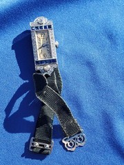 ORIGINAL Art Deco Raymond YARD Antique Diamond Sapphire Platinum Gatby era Watch