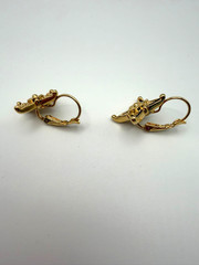 AVON Smithsonian Gellatly Cross Earrings Gold-Tone Blue Enameled with Orig. Box