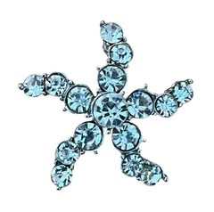 Star Starfish Pierced Earrings Round Faceted Rhinestones Studs Silvertone Beach