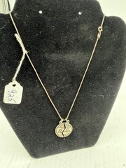 Best Friends Heartbreak Vintage 925 Sterling Silver Pendant 16” AGI Italy JB