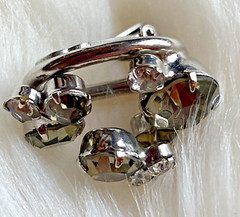 Vintage Juliana Black Gray Clear Rhinestone Cluster 5-Link Bracelet & Earrings