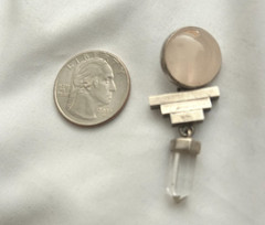 VTG 925 Sterling Silver Rose Clear Quartz Crystal Point Step Pendant Art Deco