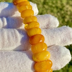 Vintage Natural Baltic Amber Stretch Bracelet Butterscotch Egg Yolk Panels 7,5”