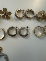 Vintage Costume Jewelry Lot 12 Pairs Earrings & 17 Necklaces Gold & Silver Tone