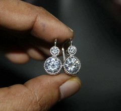 Art Deco Style Round Lab Created Diamond 925 Silver Anniversary Gift Earrings