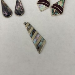 Signed Vintage Alpaca Mex Abalone Mother of Pearl & Black Enamel Inlay Bundle