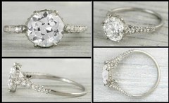 Art Deco Style Round Cut Lab Created Diamond 14K White Gold Finish Wedding Ring