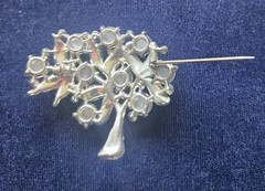 VTG Coro Verrecchio Brooch Pin Moonglow Cabochon Rhinestones Enamel Painted