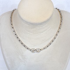 Vintage 1930S Trifari Channel Set Rhinestone Tennis Necklace Choker Glamour