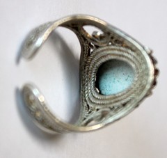 Vintage Unique Russian Enamel Painted Finift Jewelry Filigree Floral Ring #39