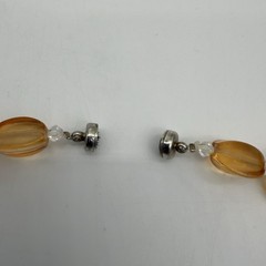Vtg Art Glass Necklace Amber Citrine Molded Leaves Charm Mellon Beads Read