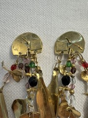 Lunch At The Ritz Wine List Earrings Crystal Enamel Dangle Pierced Ears