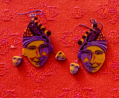 Fun & Funky 80s,90s Pierced Earrings, Lot of 7 pairs, Assorted Materials & Sizes