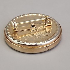 Vintage Monogram Brooch Decorative Scrollwork Round General Manufacturing USA