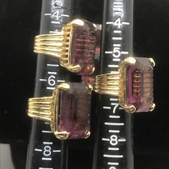 Vintage 18KT GE Gold Plated Large Purple Crystal Unique Cut Ring varied sizes