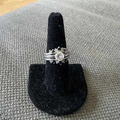 Vintage 3 Piece Ring Set Faux Diamond and Blue Sapphire Size 8 Ring Guards