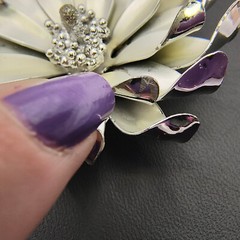 Vintage 3D Flower Brooch Pin Brushed Silver Tone Curled Petals Retro 1960s 2″