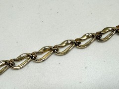 Vintage Choker Necklace Retro Gold Tone Cream Enamel Mid Century Chain 15 inch