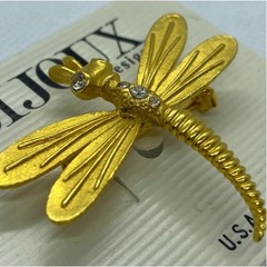 Bijoux Designs Brooch NEW 3-DGold Dragonfly Animal Vintage Original Packaging!