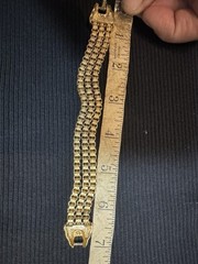 VTG Monet Gold Tone Open Work Flat Link Necklace and Bracelet Set Richly Gilded