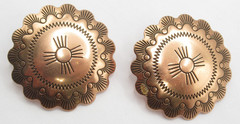 Copper Southwestern Style Round Pierced Earrings Vintage