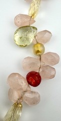 Vintage Prehnite Rose Quartz Sterling Silver Artisan Choker Necklace Gorgeous
