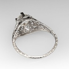 Art Deco Vintage Style Lab Created Diamond Weeding Ring In 14k White Gold Finish