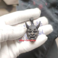 Gothic Mens Devil Skull Samurai Mask Pendant Necklace Brass Hip Hop Rapper Biker